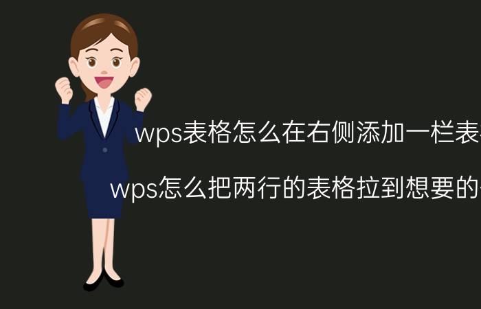 wps表格怎么在右侧添加一栏表格 wps怎么把两行的表格拉到想要的位置？